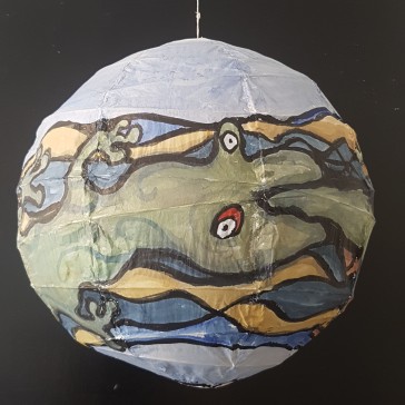 Art on sphere - painting by Frits Ahlefeldt