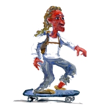 Skater, watercolor sketch by Frits Ahlefeldt