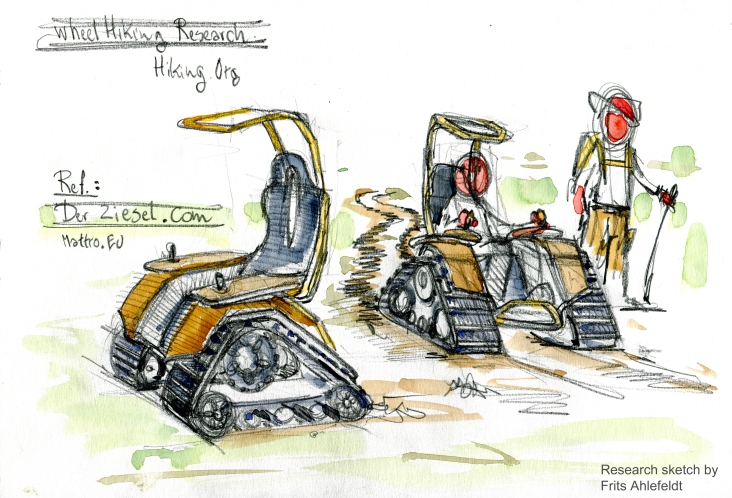 Terrain going vehicle Research sketch by Frits Ahlefeldt
