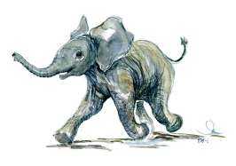 watercolor-child-elephant-happy-running-animal-by-frits-ahlefeldt