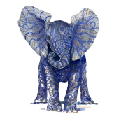 Watercolor by Frits Ahlefeldt of Blue tribal elephant